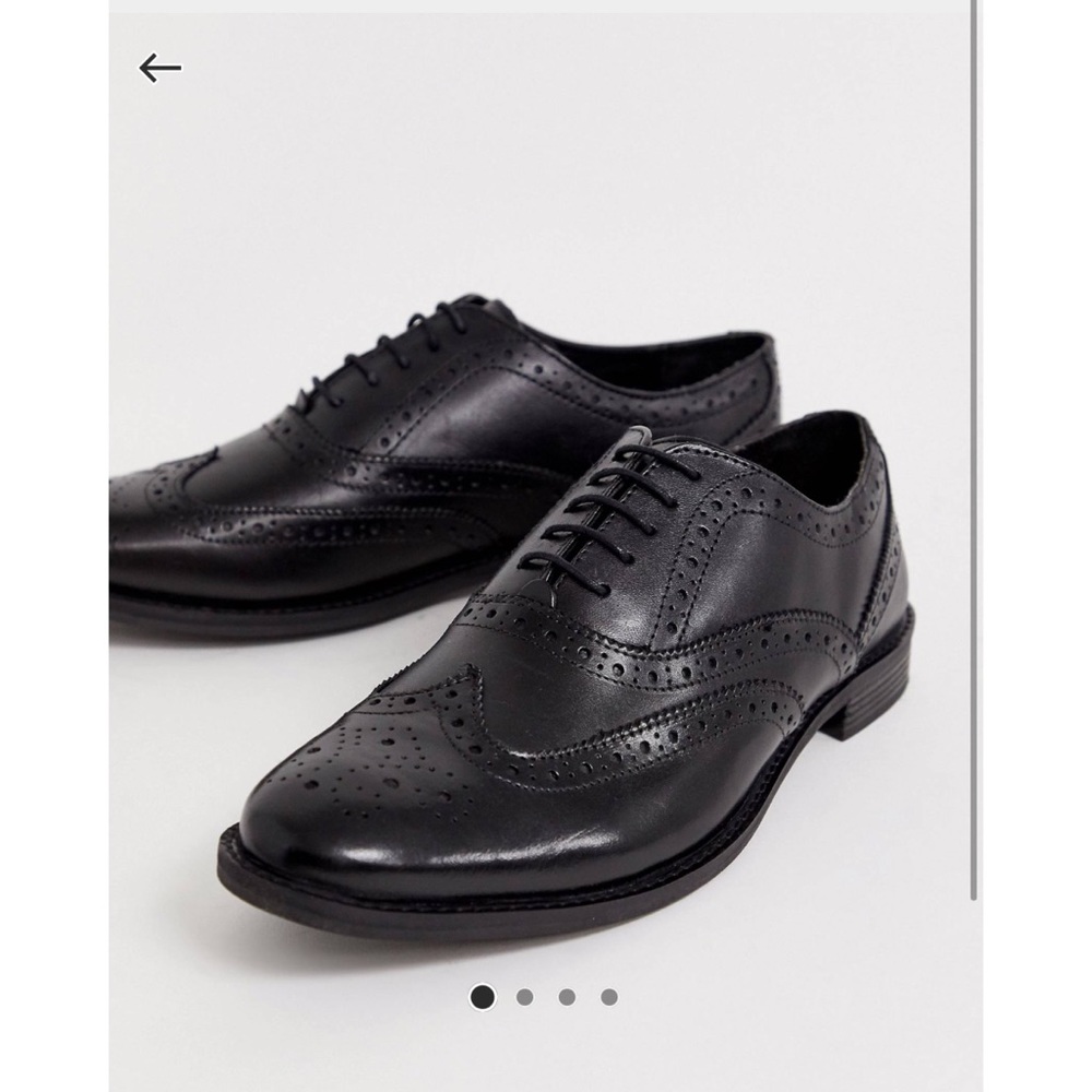 ASOS DESIGN brogue shoes in black leather